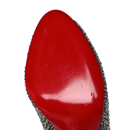 Christian Louboutin Suede Crystal Sexy Strass Peep Toe Pumps 40 Black Diamond 10 of 11
