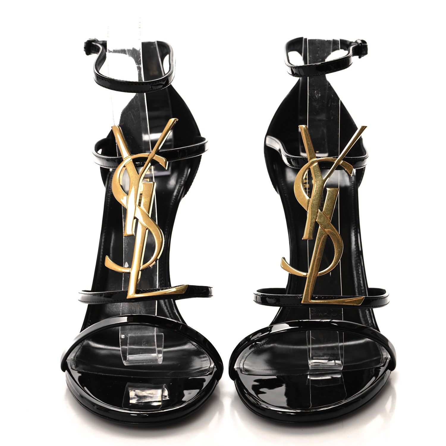 Saint Laurent Patent Cassandra 100 Ankle Strap Sandals 40.5 Black 2 of 9