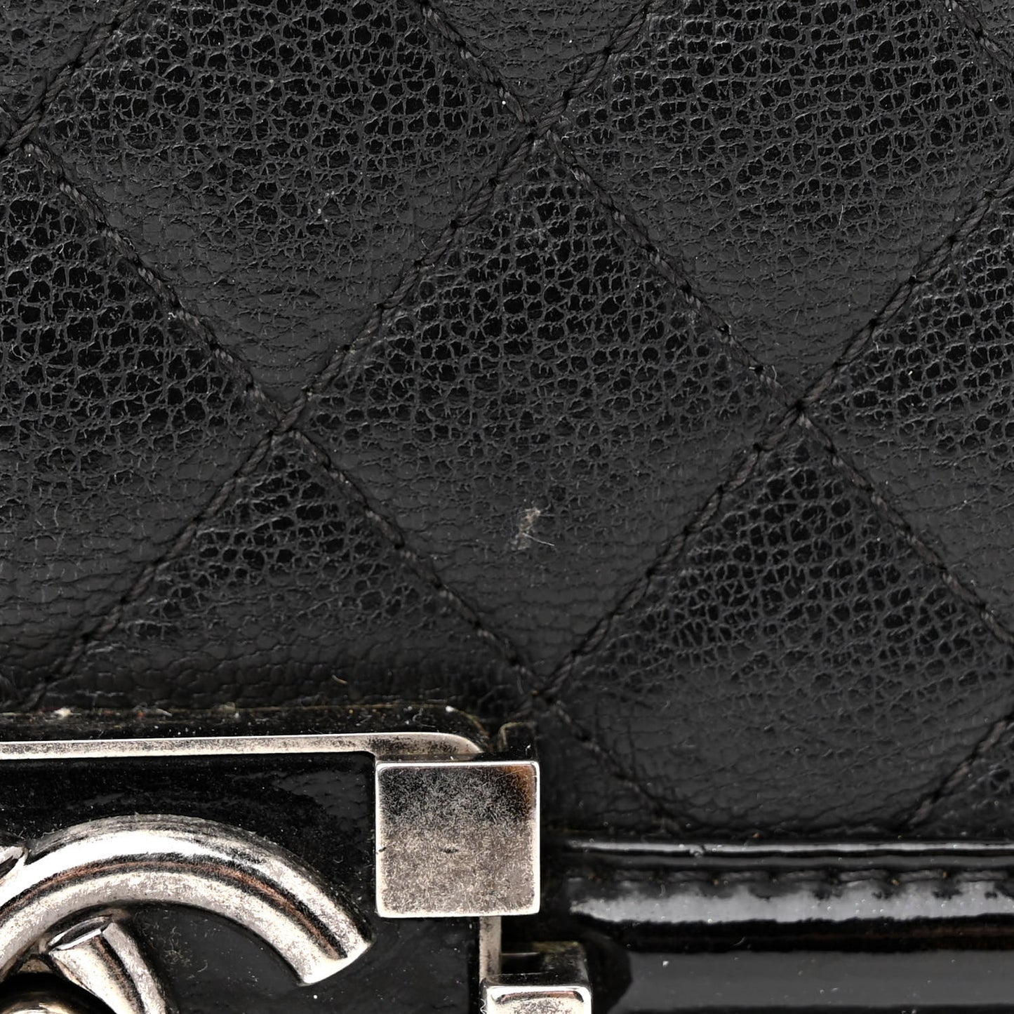 Goatskin Quilted Patent Small Duo Boy Flap Black