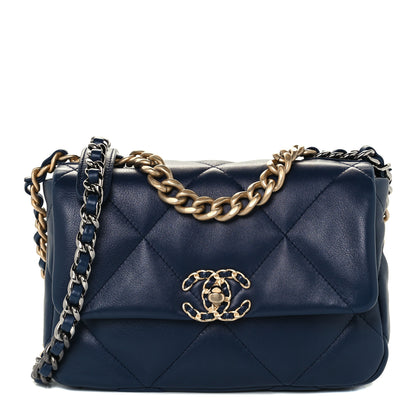 Chanel Lambskin Quilted Medium Chanel 19 Flap Navy Blue 1 of 11