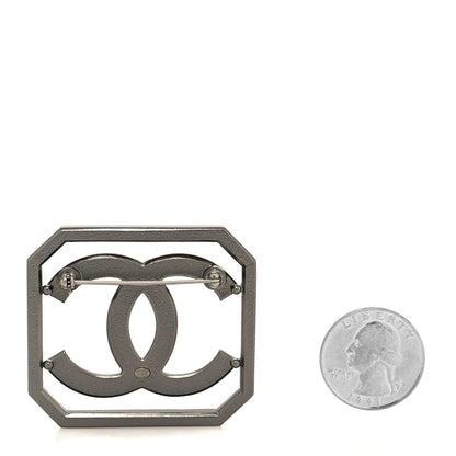 Chanel Metal Crystal CC Square Brooch Ruthenium 2 of 4