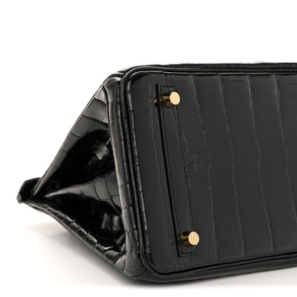 Hermes Shiny Niloticus Crocodile Birkin 30 Black 9 of 12