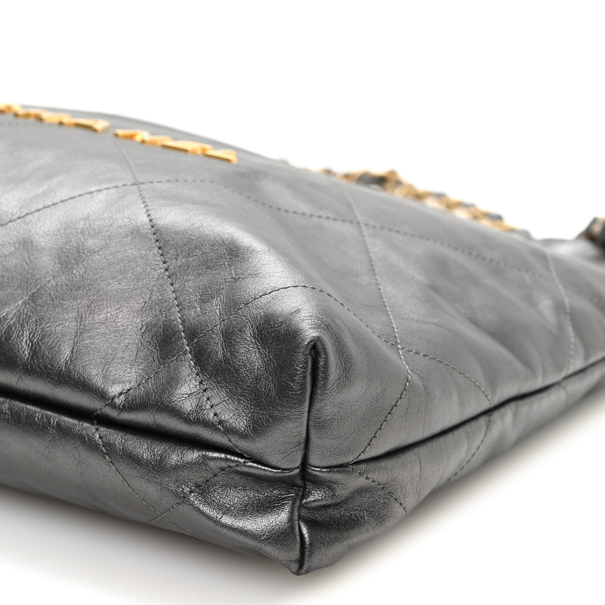 Metallic Calfskin Quilted Small Chanel 22 Ruthenium