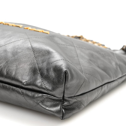 Chanel Metallic Calfskin Quilted Small Chanel 22 Ruthenium 11 of 11