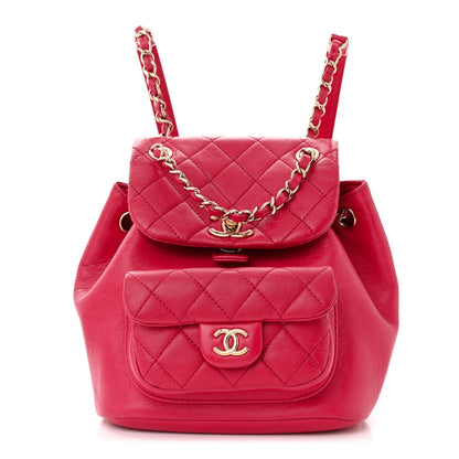 Chanel Glazed Aged Calfskin Quilted Small Duma Drawstring Backpack Red 1 of 10