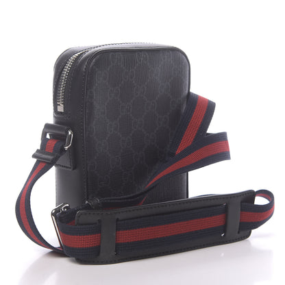 Gucci GG Supreme Monogram Appia Calfskin Web Small Camera Messenger Bag Black Grey 3 of 10