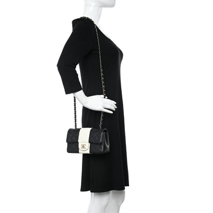 Chanel Lambskin Quilted Mini Rectangular Flap Black White 2 of 13