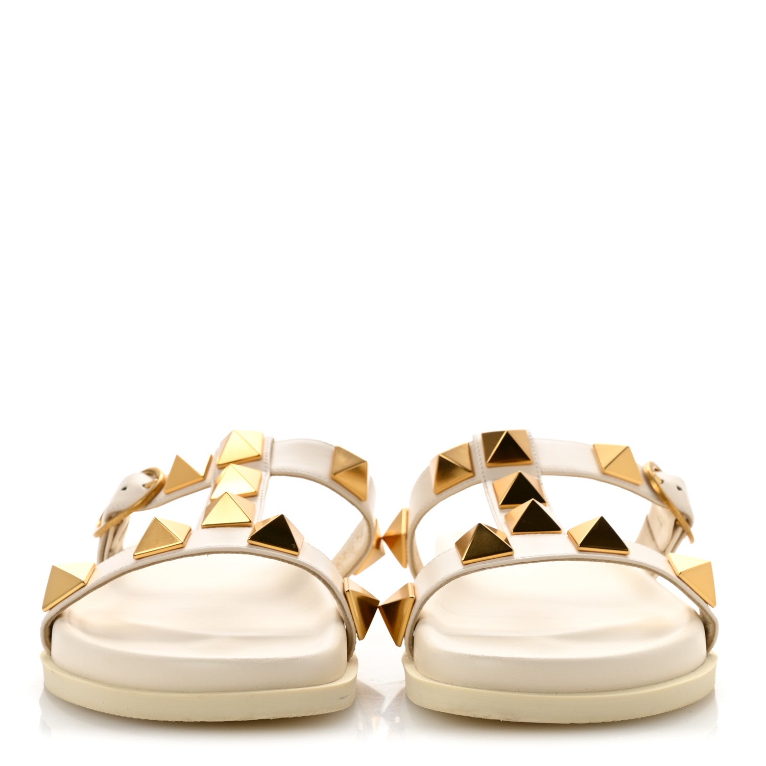 Valentino Garavani Calfskin Roman Stud Slide Sandals 40 Light Ivory 3 of 10
