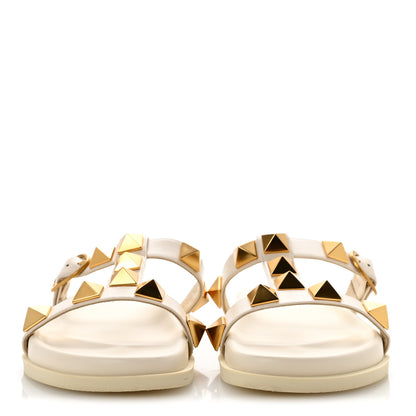 Valentino Garavani Calfskin Roman Stud Slide Sandals 40 Light Ivory 3 of 10