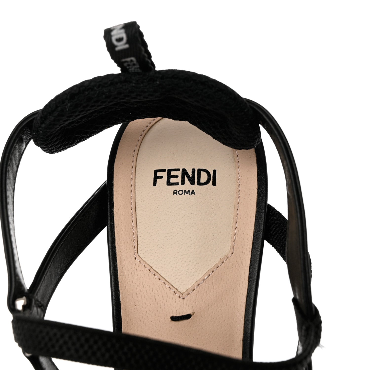 Fendi Mesh Vitello Ajour Embroidered Colibri Lite 55mm Slingback Pumps 39 Black 6 of 9