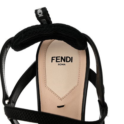 Fendi Mesh Vitello Ajour Embroidered Colibri Lite 55mm Slingback Pumps 39 Black 6 of 9