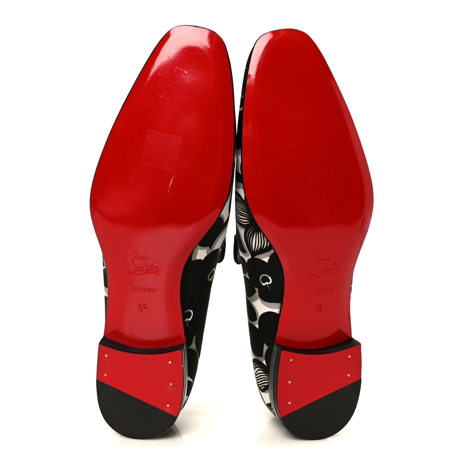 Christian Louboutin Satin Petunia Mens Dandelion Flat Loafers 42 Black White 6 of 8