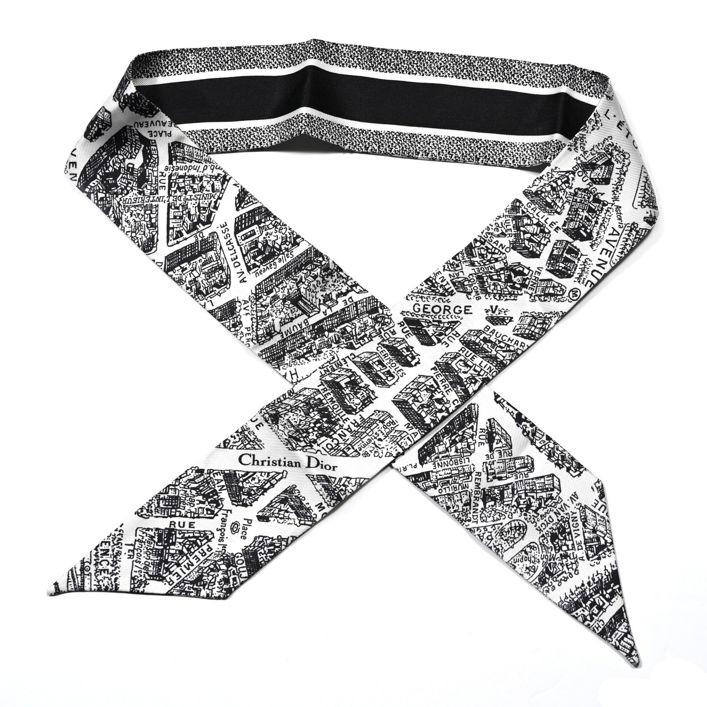 Silk Plan De Paris Mitzah Scarf White Black