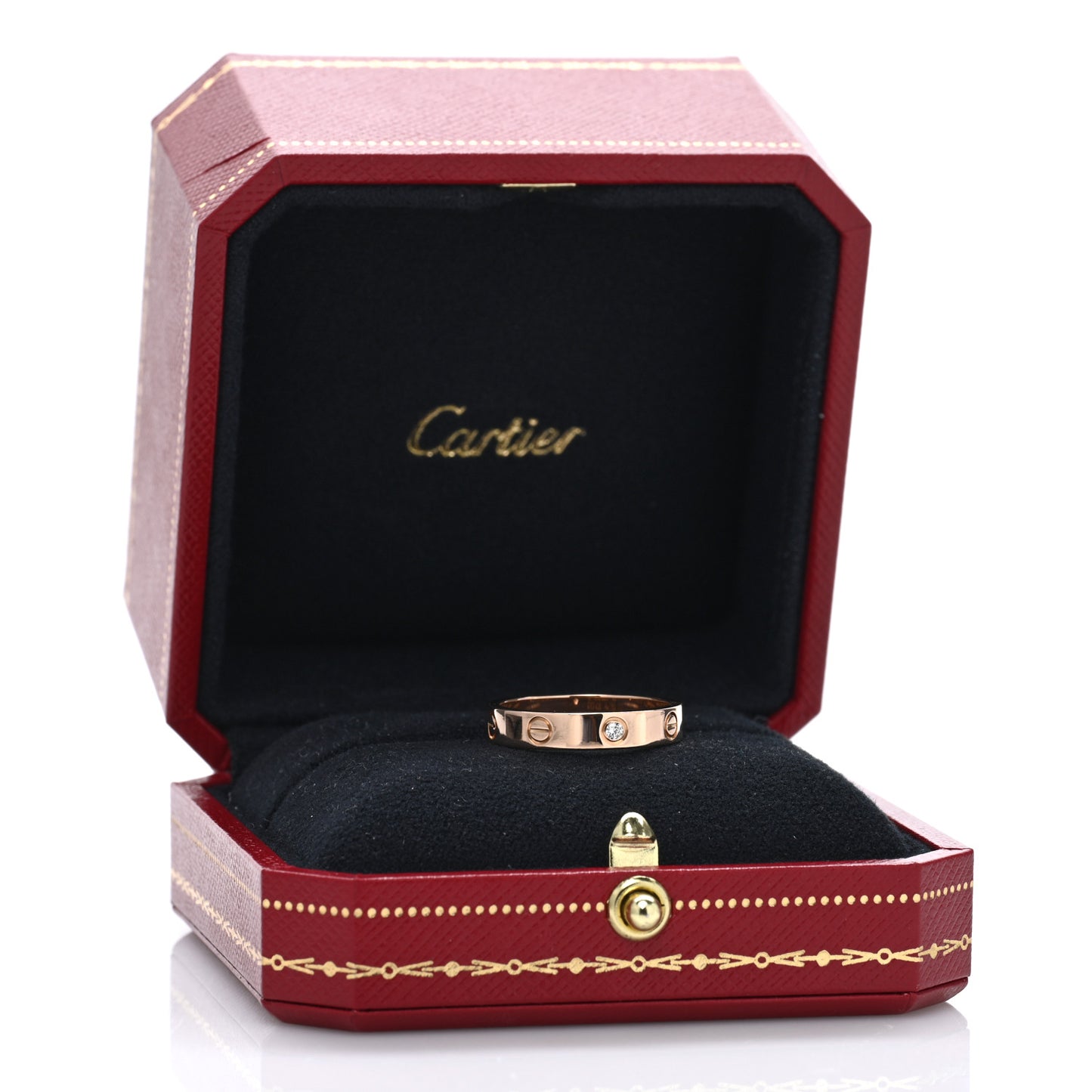 18K Pink Gold Diamond 4mm LOVE Wedding Band Ring 56 7.5