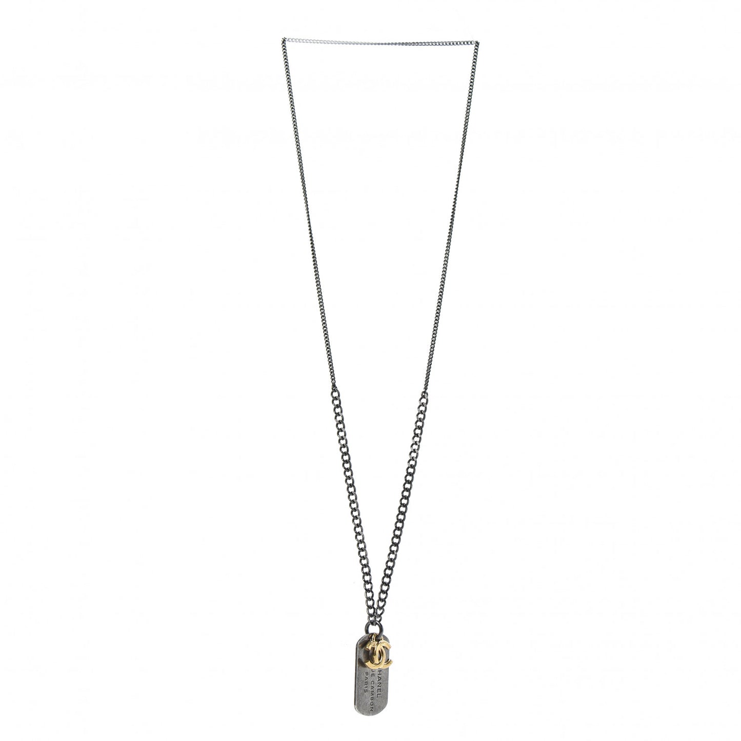 Ruthenium ID Dog Tag Charm Necklace Silver Gold