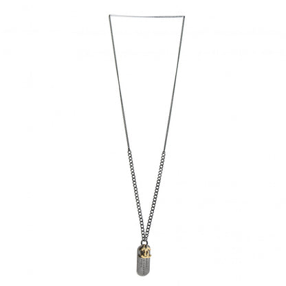 Chanel Ruthenium ID Dog Tag Charm Necklace Silver Gold 3 of 6