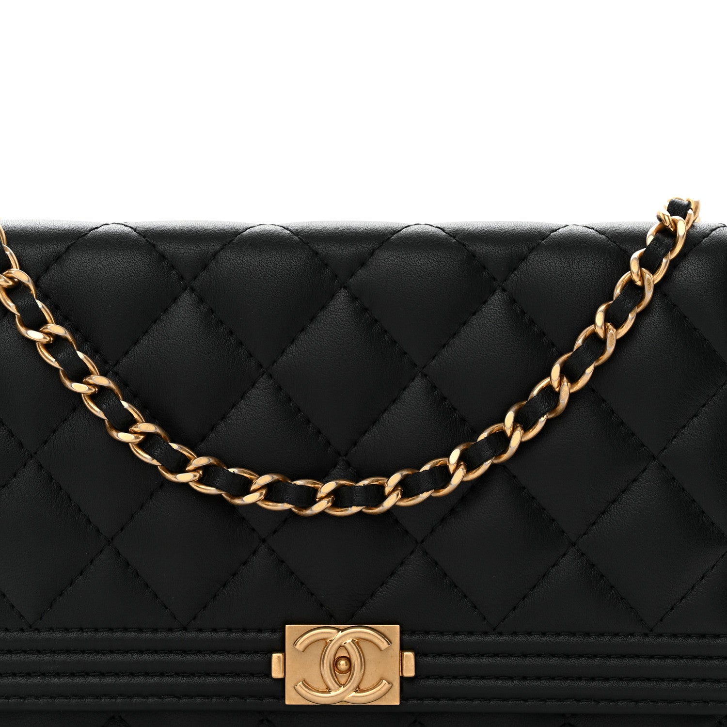 Chanel Lambskin Quilted Boy Wallet On Chain WOC Black 9 of 15