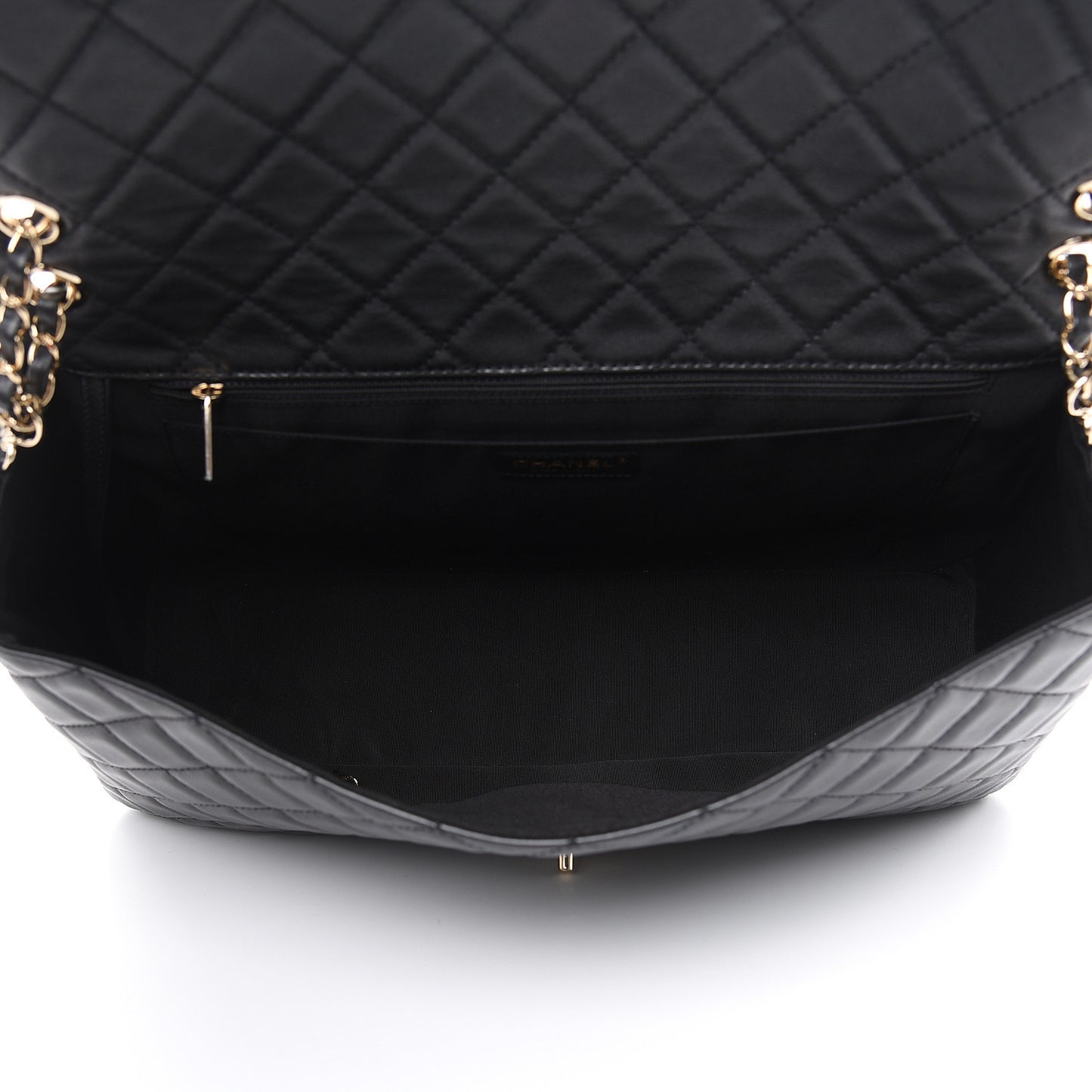 Metallized Calfskin Quilted Small XXL Travel Flap Bag Black