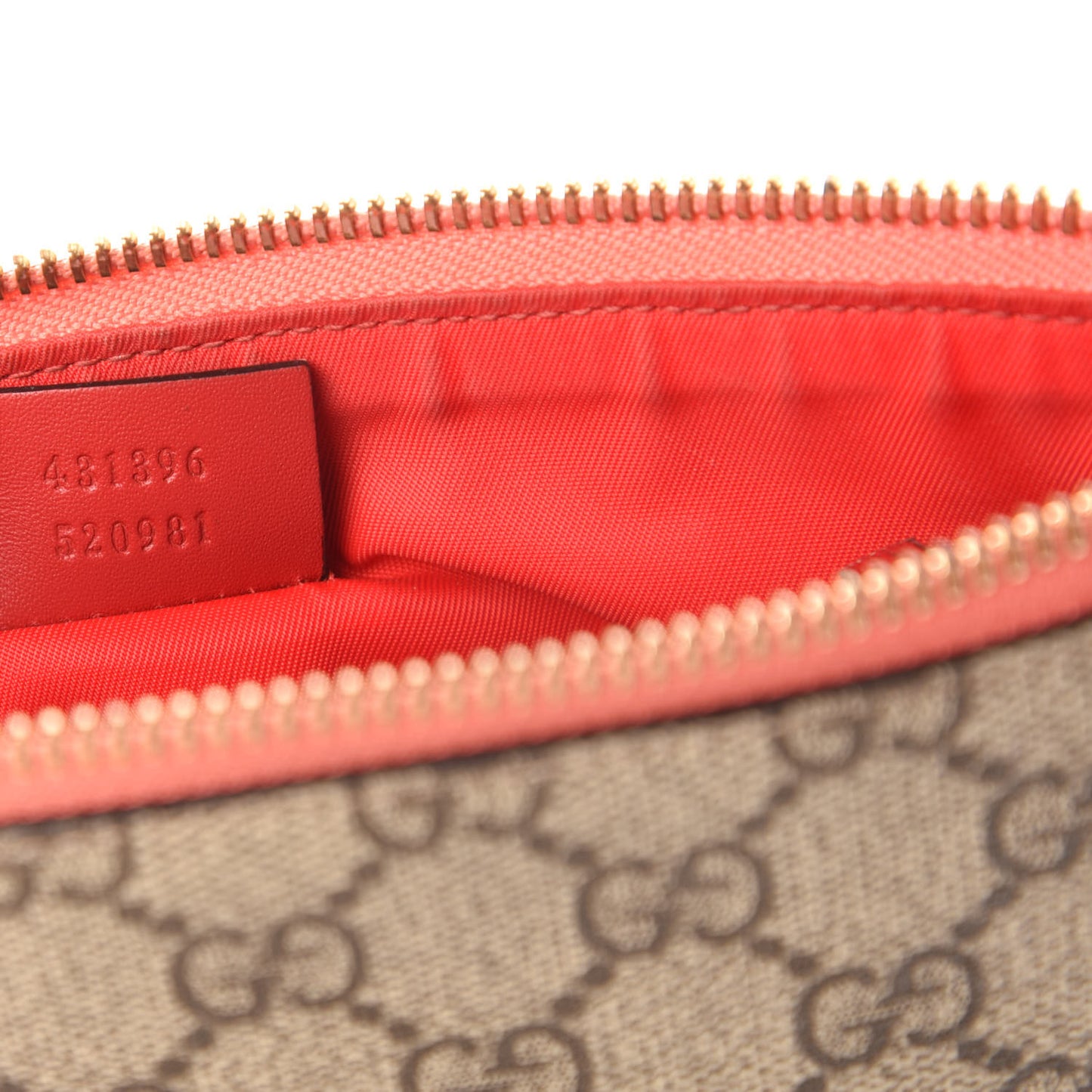 GG Supreme Monogram Face Embroidered Wrist Wallet Pink