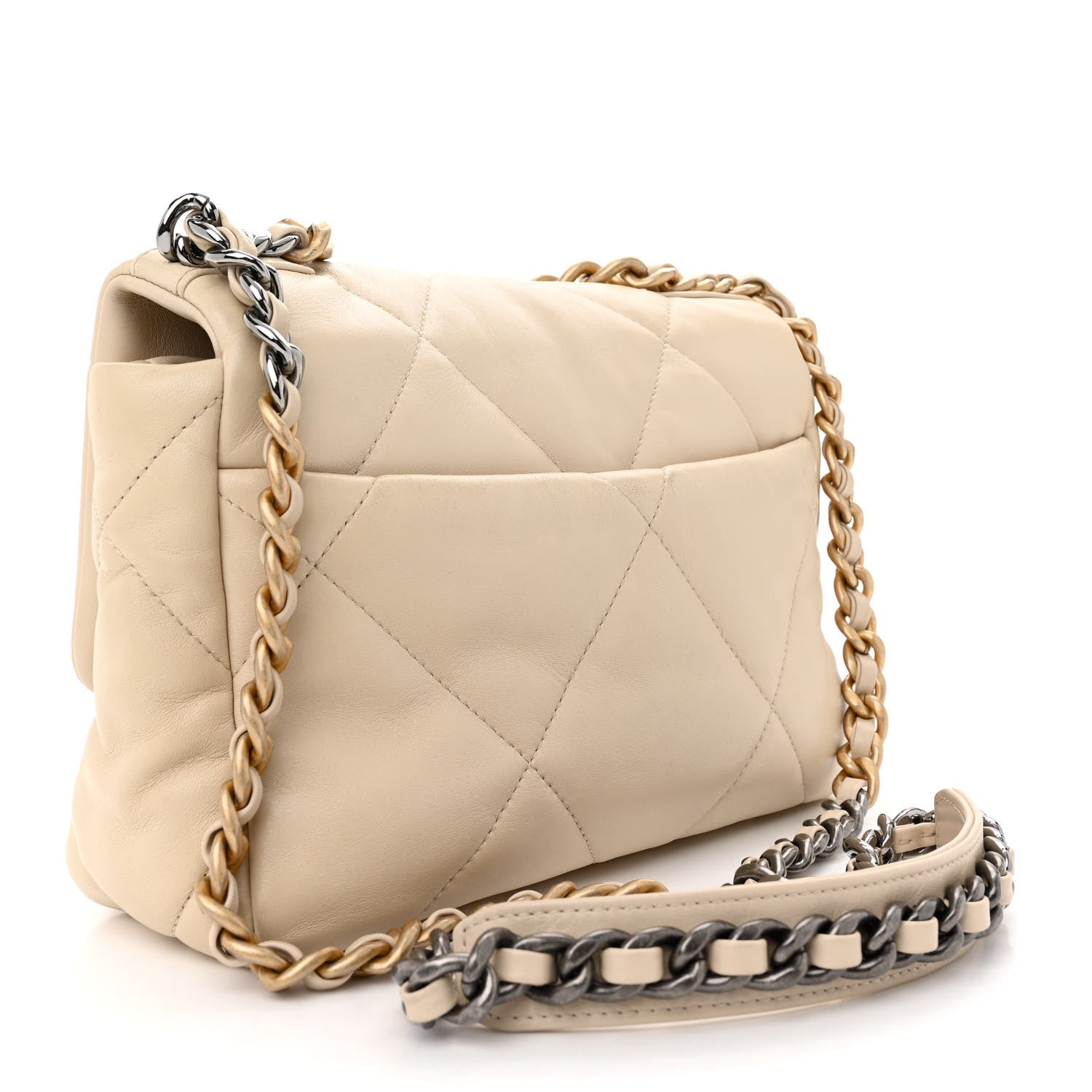 Chanel Lambskin Quilted Medium Chanel 19 Flap Beige 3 of 13