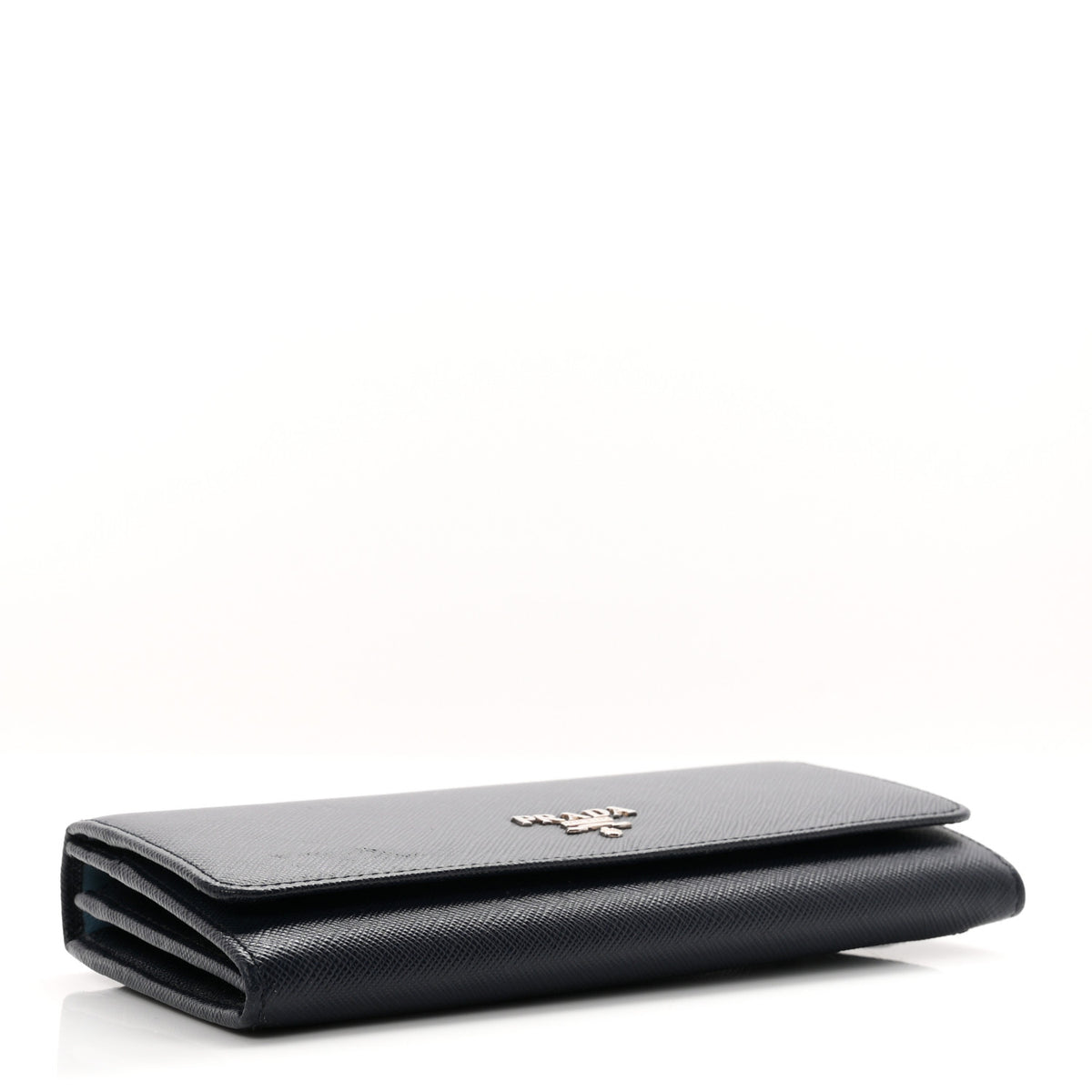 Prada Saffiano Bi-Color Metal Continental Flap Travel Wallet Baltico Astrale 4 of 8