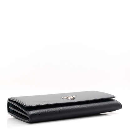Prada Saffiano Bi-Color Metal Continental Flap Travel Wallet Baltico Astrale 4 of 8