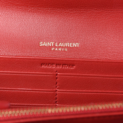 Saint Laurent Lambskin Matelasse Monogram Large Vicky Continental Wallet Rouge Eros 7 of 8
