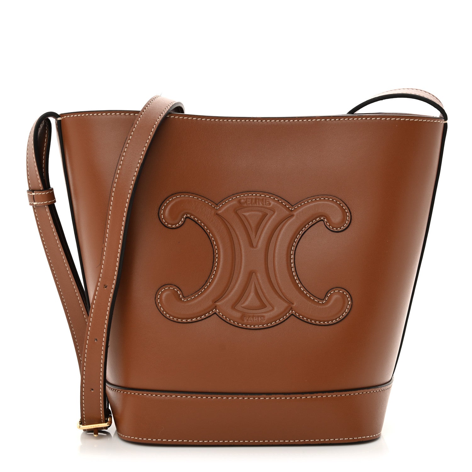 Celine Smooth Calfskin Small Cuir Triomphe Bucket Bag Tan 1 of 11
