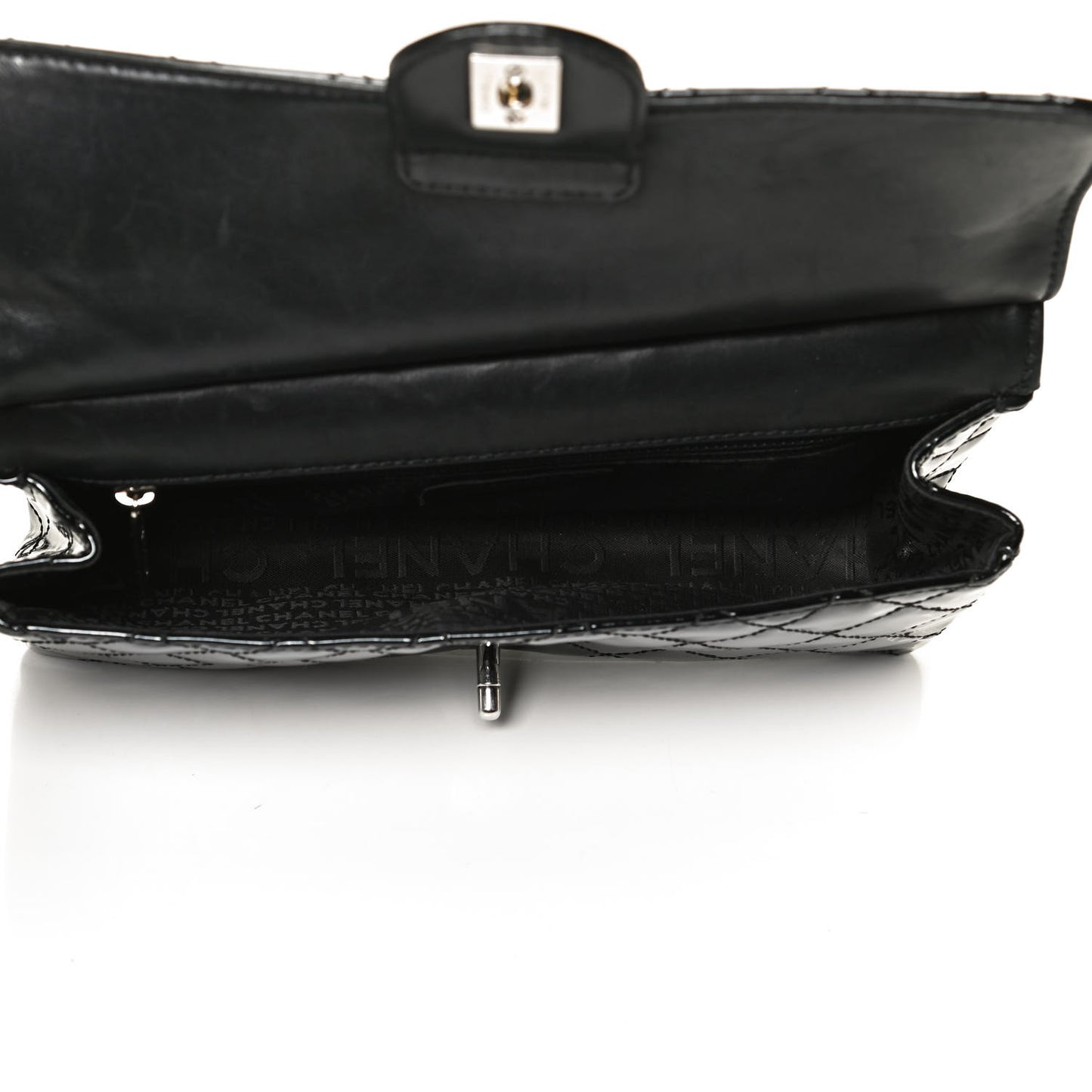 Patent Quilted Jumbo Diagonal CC Flap Black