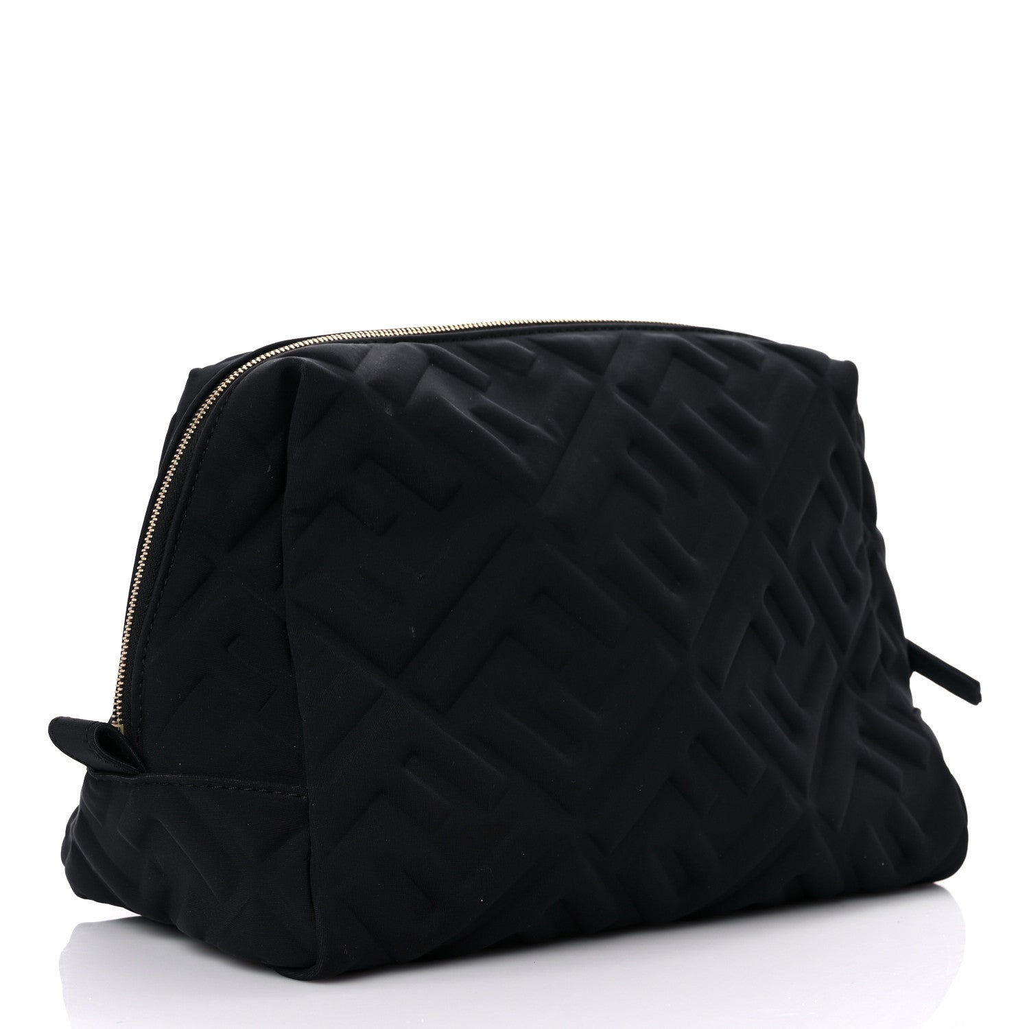Fendi Lycra FF Embossed Medium Trapezoid Beauty Pouch Black 3 of 15