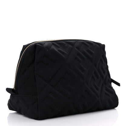 Fendi Lycra FF Embossed Medium Trapezoid Beauty Pouch Black 3 of 15