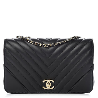 Chanel Calfskin Chevron Quilted Statement Flap Black 1 of 10