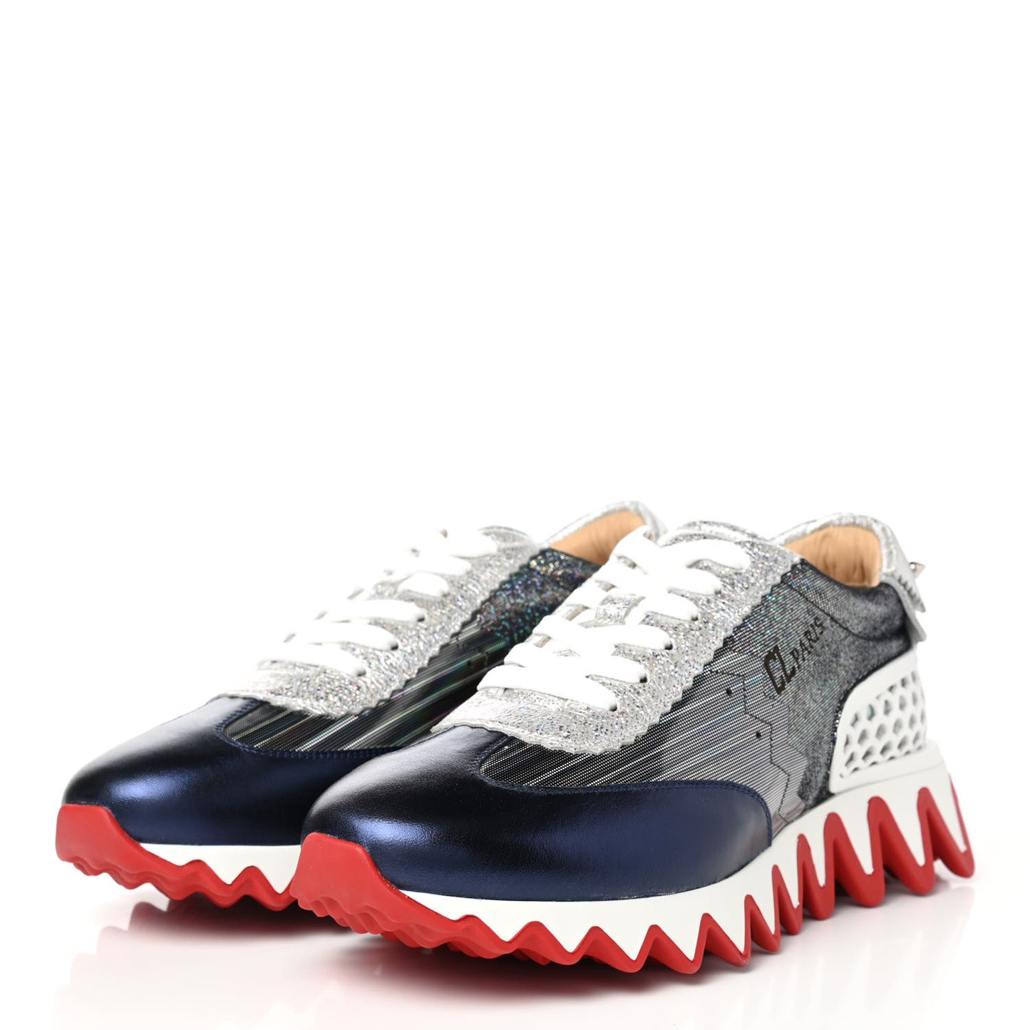 Laminated Nappa Calfskin Disco Queen Womens Loubishark Sneakers 38 Multicolor