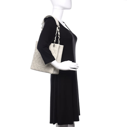 Chanel Caviar Quilted Petit Shopping Tote PST White 2 of 10