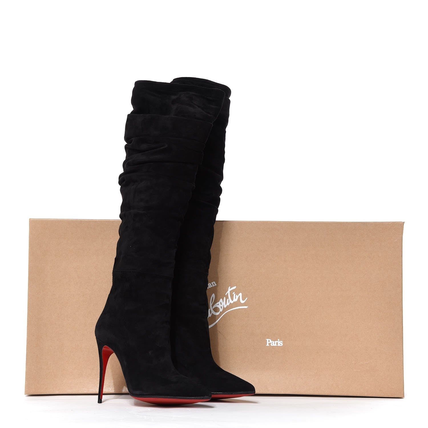Christian Louboutin Veau Velours Ishtar Botta 100 Knee Boots 40.5 Black 9 of 9