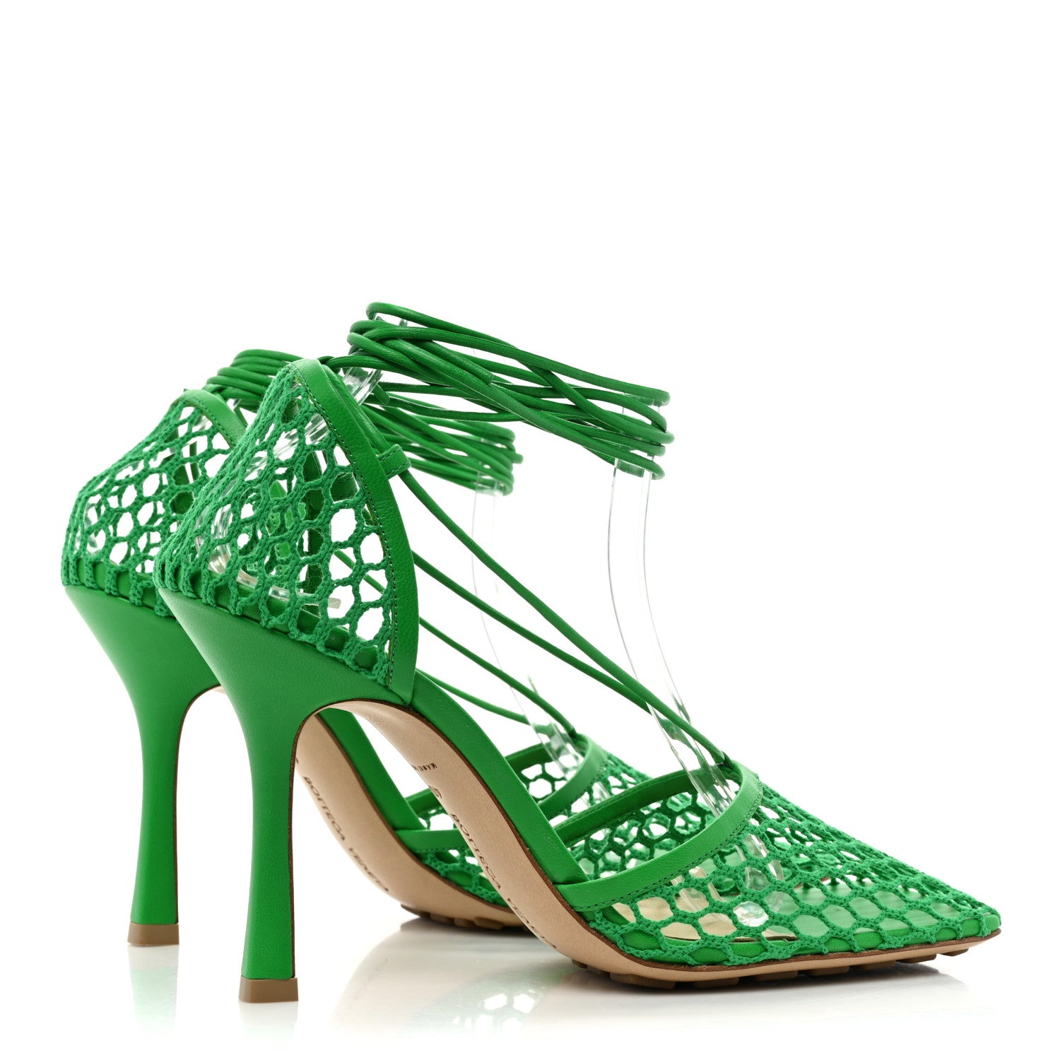 Bottega Veneta Mesh Nappa Stretch Ankle Tie 90mm Sandals 40 Grass 4 of 7