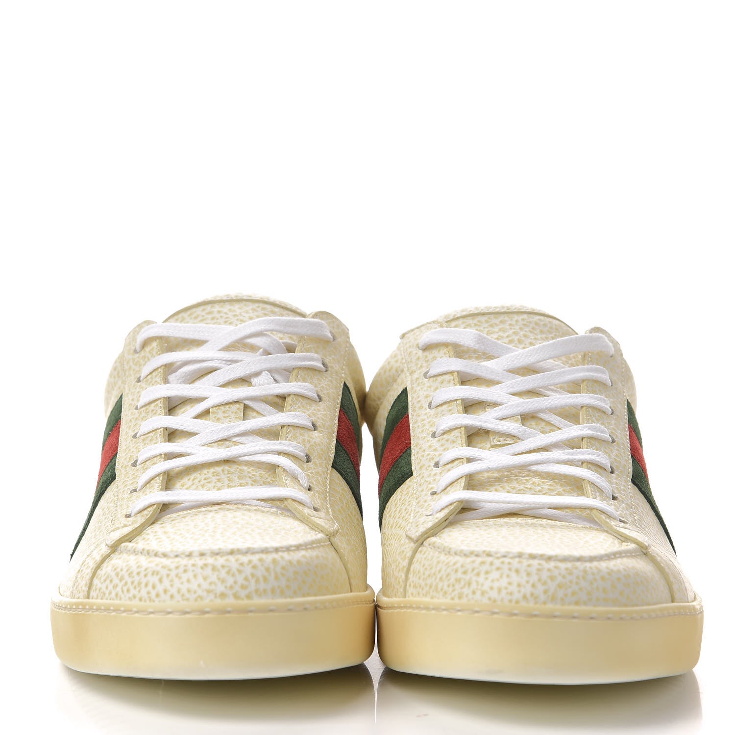 Gucci Grained Calfskin Ayers Mens Ace Sneakers 9.5 White Verde Rosso 2 of 10