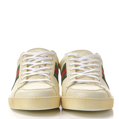 Gucci Grained Calfskin Ayers Mens Ace Sneakers 9.5 White Verde Rosso 2 of 10