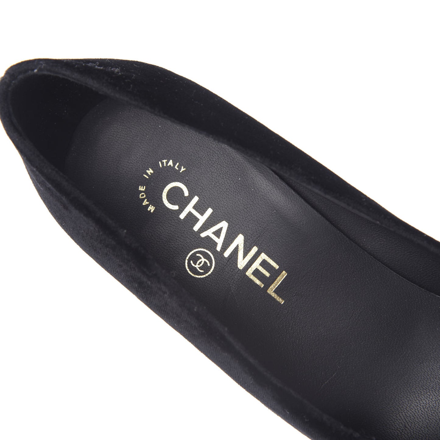 Velvet Satin Cap Toe Pearl Pumps 38 Black