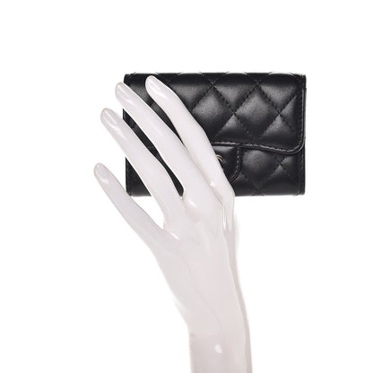 Chanel Lambskin Quilted Flap Card Holder Black 2 of 10