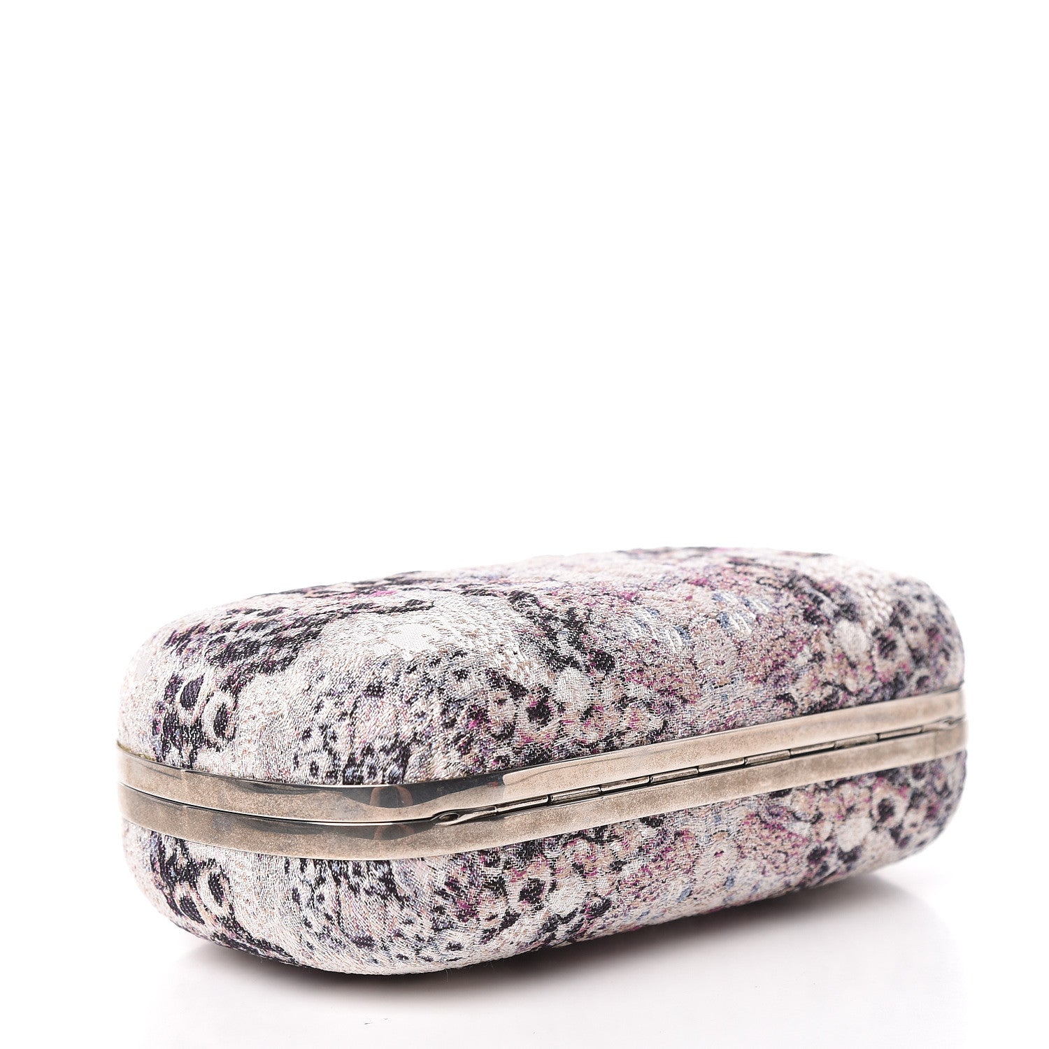 Alexander McQueen Jacquard Embroidered Skull Box Clutch Purple 4 of 9