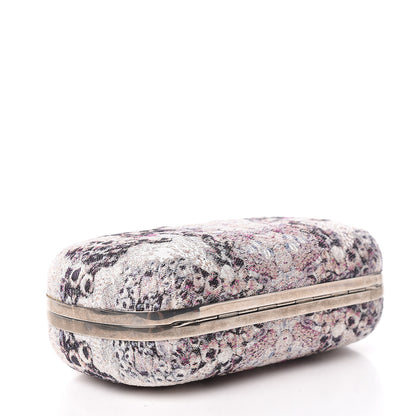 Alexander McQueen Jacquard Embroidered Skull Box Clutch Purple 4 of 9