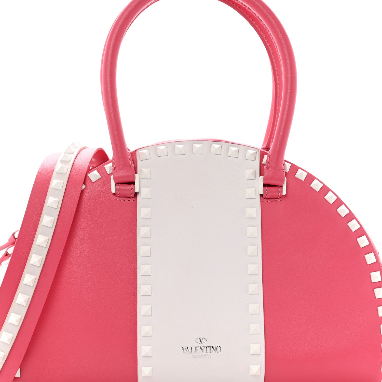 Valentino Garavani Vitello Colorblock Free Rockstud Top Handle Shoulder Bag Pink Optic White 7 of 14
