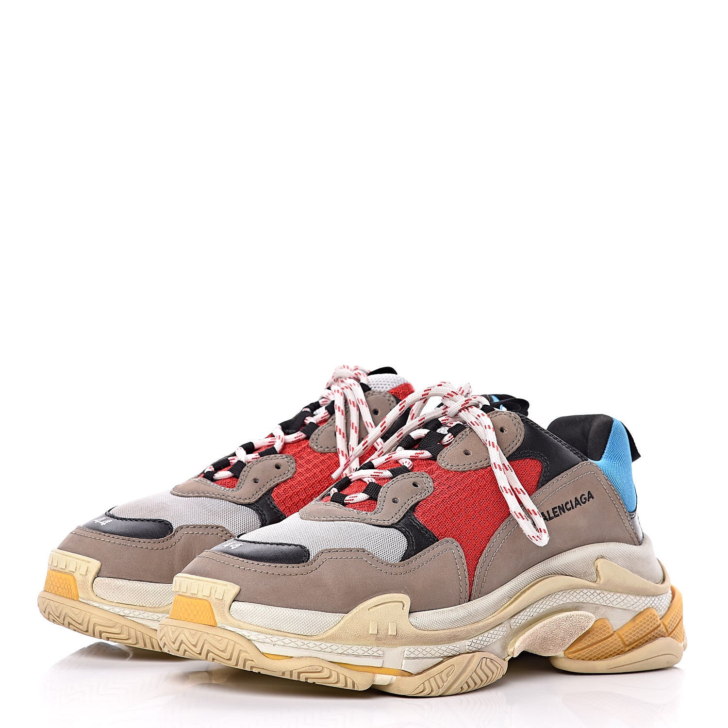 Balenciaga Mesh Nubuck Mens Triple S Sneakers 44 Bleu Gris Rouge 3 of 8