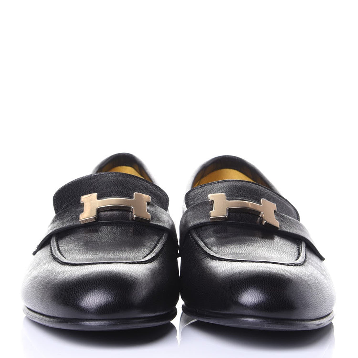 Hermes Goatskin Womens Paris Loafers 38.5 Black 2 of 11