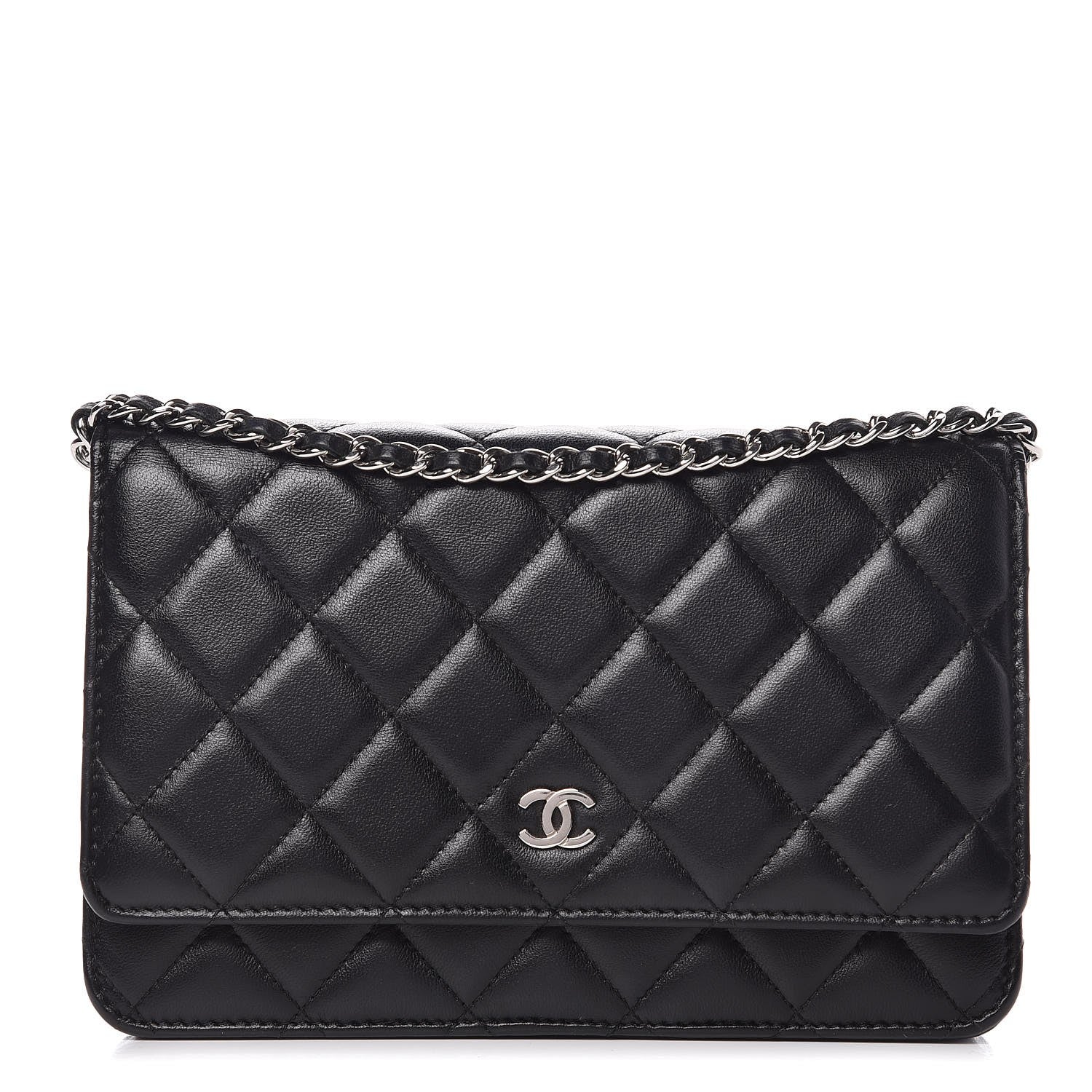 Chanel Lambskin Quilted Wallet On Chain WOC Black 1 of 9