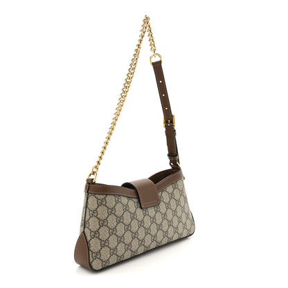 Gucci GG Supreme Monogram Calfskin Small Padlock Chain Shoulder Bag Beige Ebony Brown Sugar 3 of 11