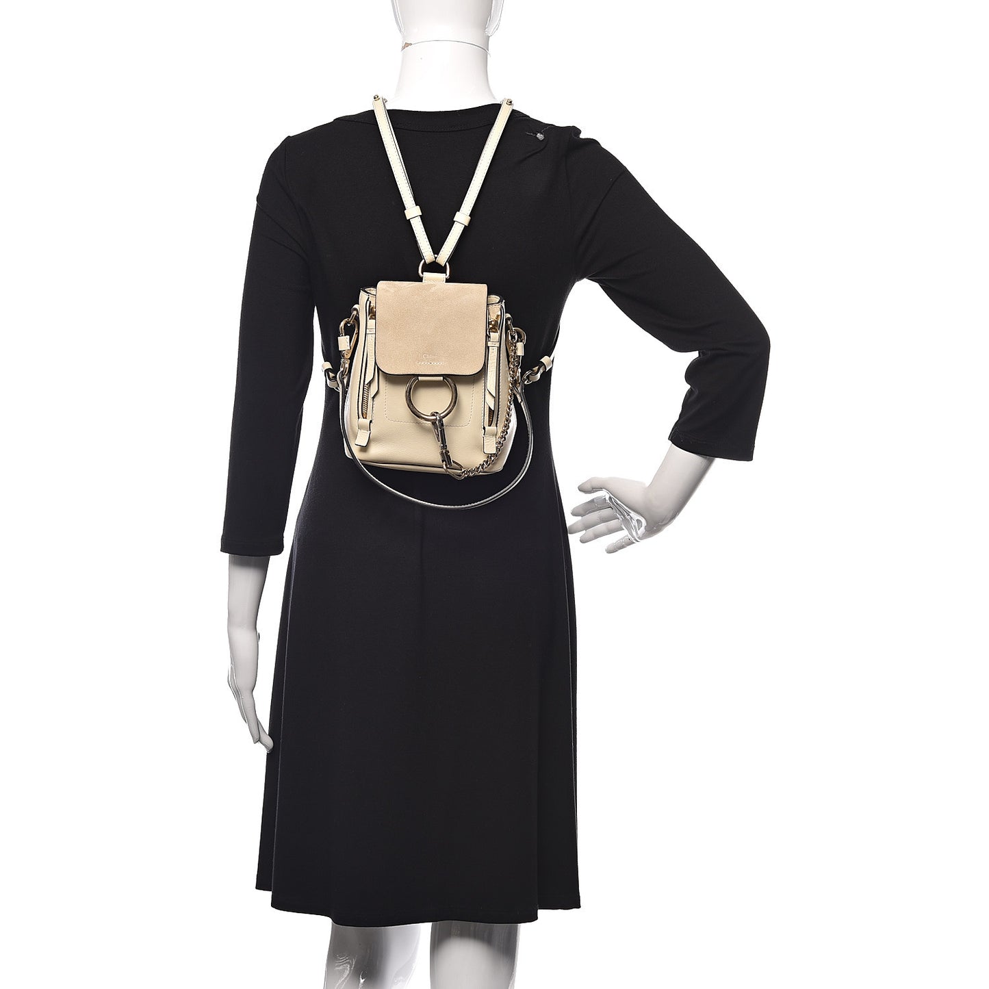 Suede Calfskin Mini Faye Backpack Off White