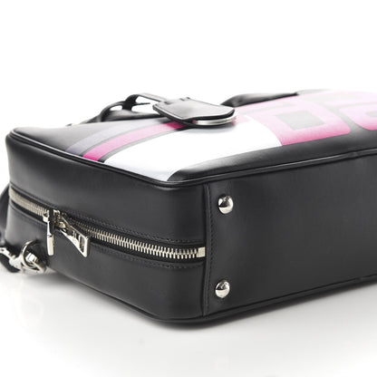 Prada City Calfskin Racing Logo Bowler Black Fuxia 7 of 10