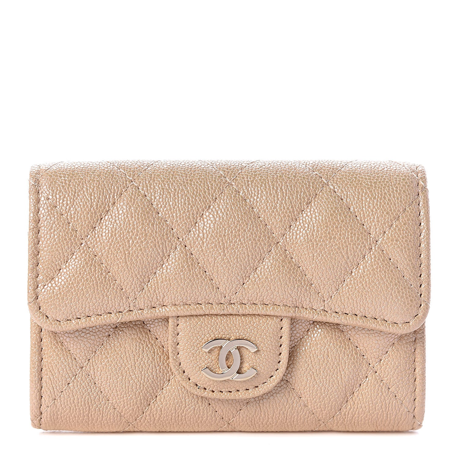 Chanel Iridescent Caviar Quilted Flap Card Holder Beige 1 of 11